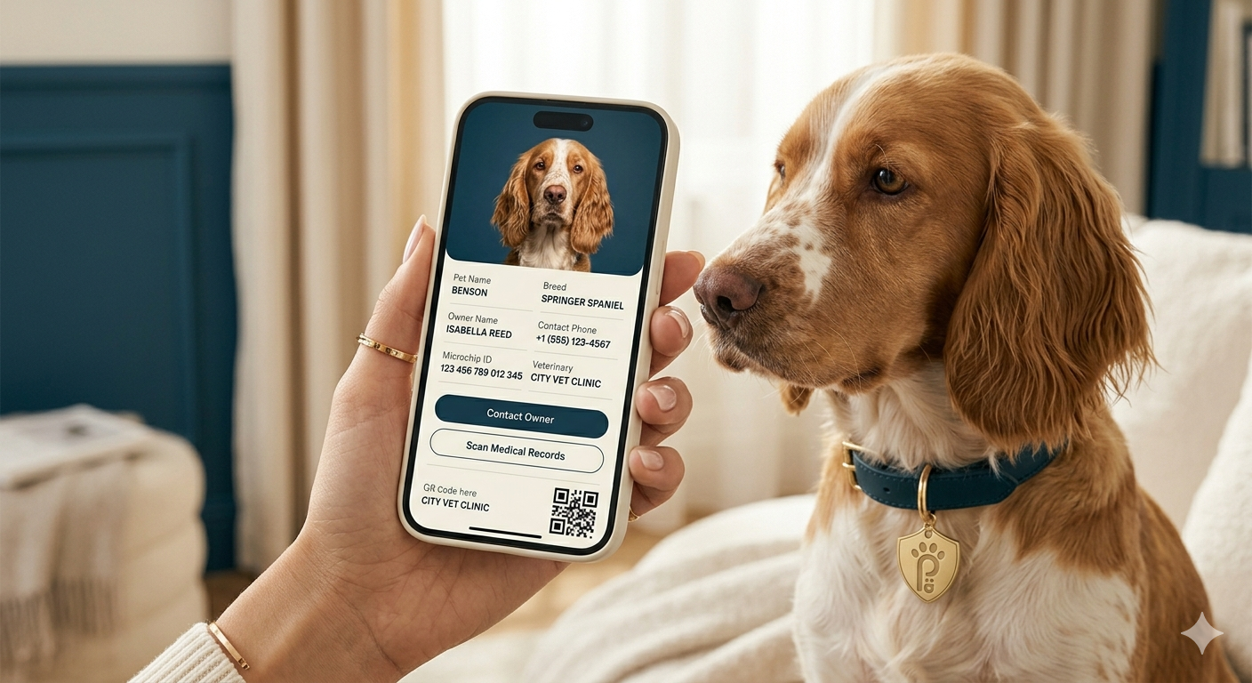 Teléfono mostrando el perfil de la mascota después del escaneo